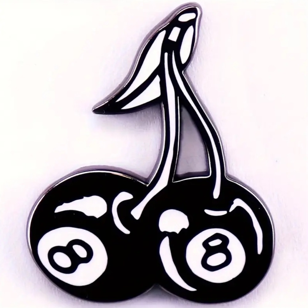 Black and White 8 Ball Cherry Pin
